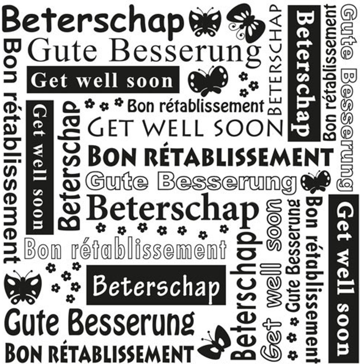 MLTXT003 Embossingfolder Embossingmal tekst Beterschap Get well soon Nellie Snellen